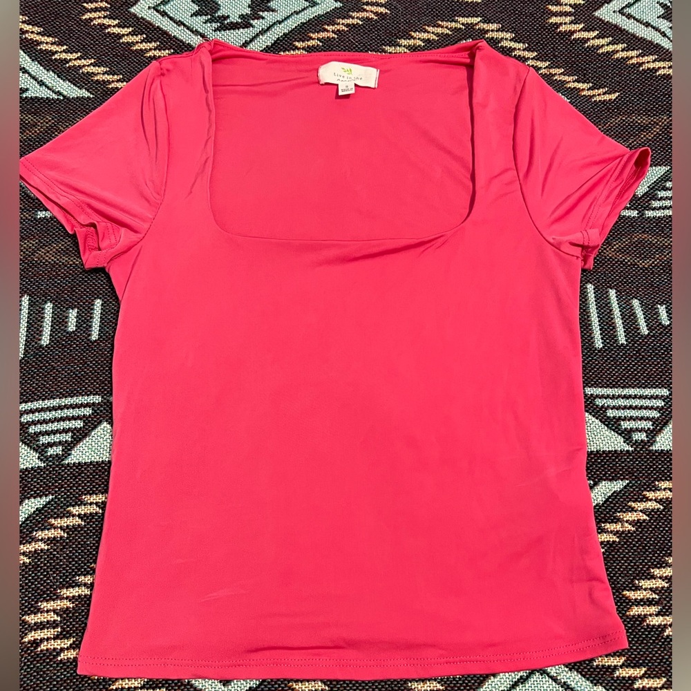 Pink square neck top